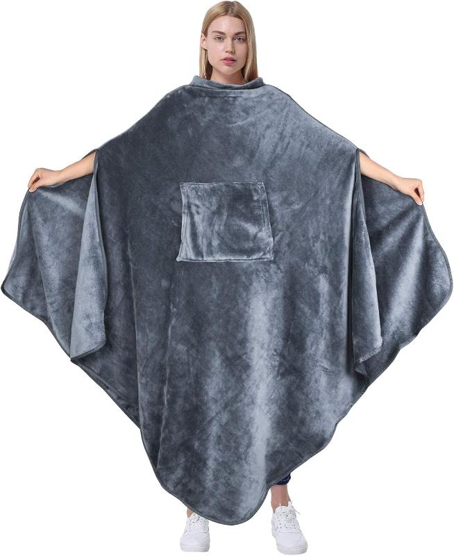 Rynx | Fleece Carry Blanket Poncho - Warm Cozy Travel Wrap Cape
