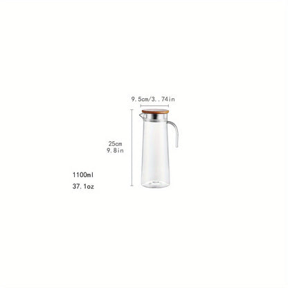 Rynx | Water Pitcher with Lid – 37.1oz/54.1oz Heavy Duty Drink Pitcher – Stainless Steel or Wooden Lid – Ideal for Juice, Bubble Tea, Summer Drinks – Kitchen and Home