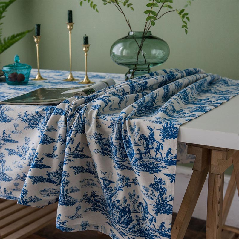 Rynx | Blue White Painted Tablecloth