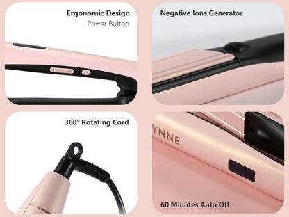 Rynx | 1” Hair Straightener and Curls 2-in-1, Ceramic Flat Iron with 10 Heat Settings
