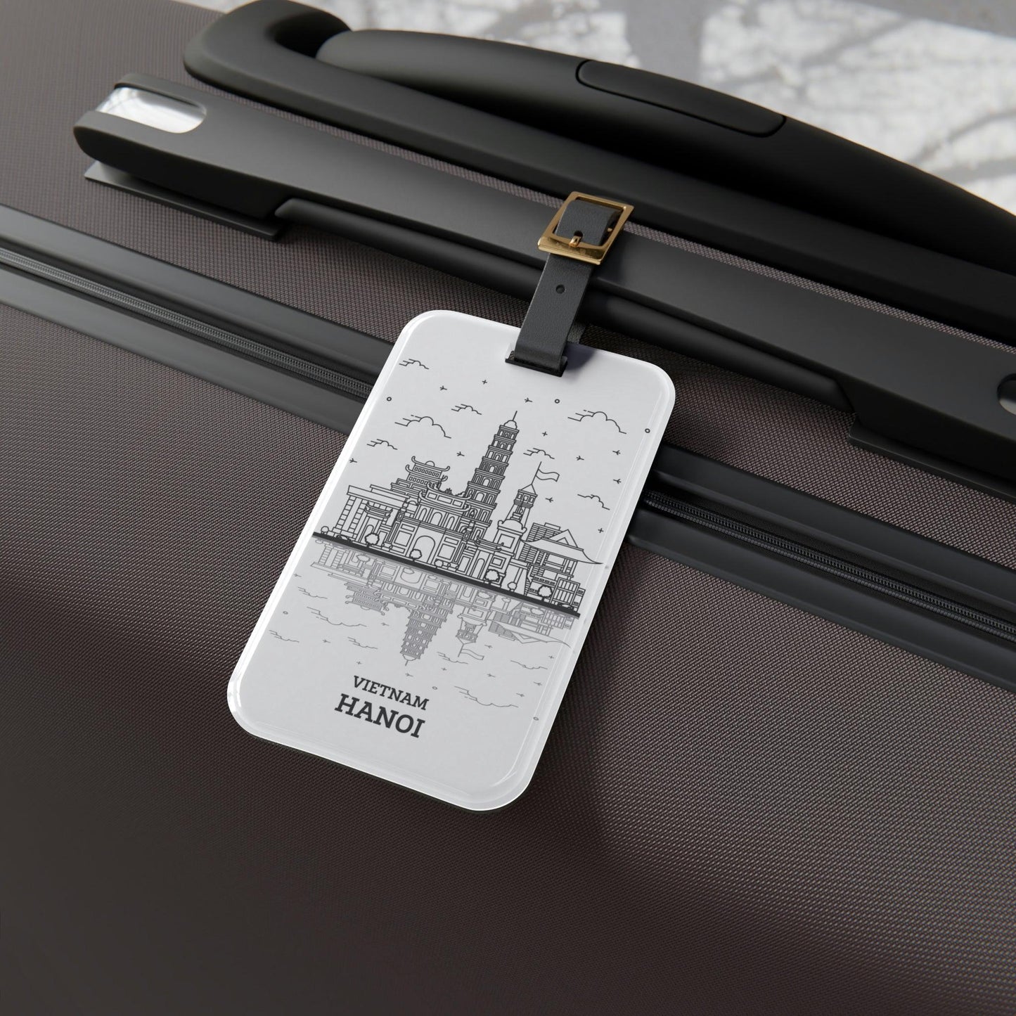 Rynx | Vietnam Elegant Luggage Tag: Stylish Acrylic Tag with Leather Strap