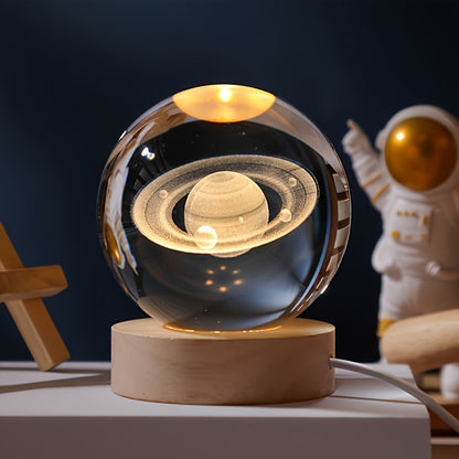 Rynx | LuminaSphere - 3D Crystals Ball LED Table Lamp with Wooden Base