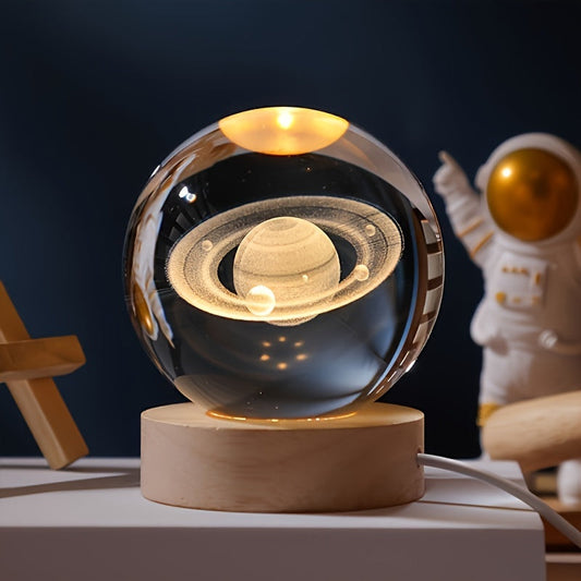 Rynx | LuminaSphere - 3D Crystals Ball LED Table Lamp with Wooden Base