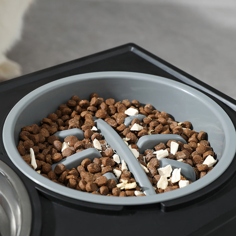 Rynx | Adjustable Double Elevated Dog Bowls with Slow Feeder and Non-Slip Stand