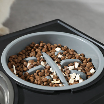 Rynx | Adjustable Double Elevated Dog Bowls with Slow Feeder and Non-Slip Stand