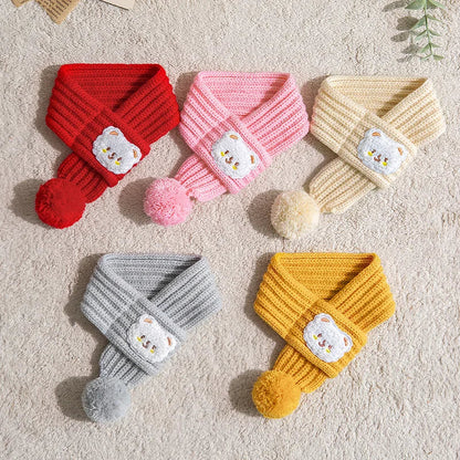 Rynx | Dog Knitted Scarf with Fuzzy Pompom - Winter Neck Warmer Bandana for Pets