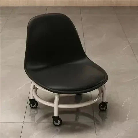 Rynx | Low Stool Ottoman, Weight Capacity Children's Stool, Backrest, Small, Living Room Ottoman, Low Chair, Small, Nappa Leather Fabric, Thick, Waterproof, Quiet Wheels, 360 Degrees