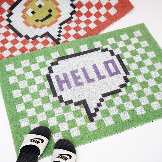 Rynx | Hello Green Check Doormat