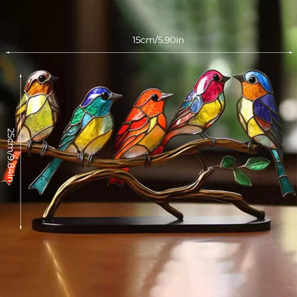 Rynx | VöGel On Branches Colored Acrylic Ornaments, Double-Sided Multicolored Style