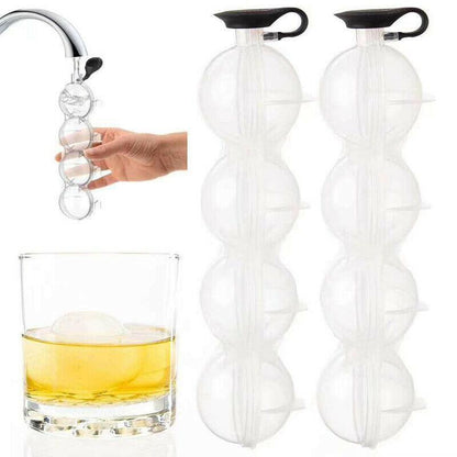 Rynx | Round Cylindrical Ice Ball Maker - 4 Perfect Refreshing Ice Sphere Cubes