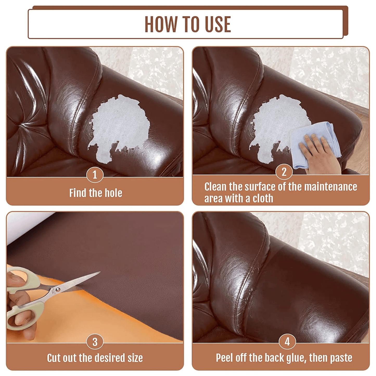 Rynx | Jumbo XL Luxe Litchi Leather Repair Stickers - Stylish Solutions for Elegant Furniture Repairs