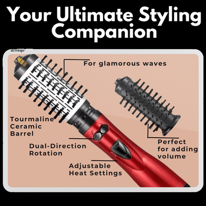 RYNX | 3-In-1 Rotating Hair Dryer And Styler With Adjustable Temperature For Effortless Curls And Waves