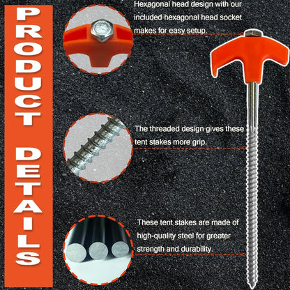 Rynx | 8" screw anchor for tent - ground anchor screw anchor