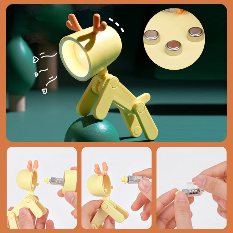 Rynx | Mini LED Cute Cartoon Animals Puppies Deer Night Light, Adjustable Small Phone Holder Desk Lamp