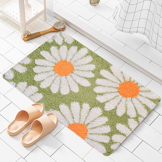 Rynx | Cute Daisy Bath Mat, Floral Bathroom Rug, Multiple Sizes
