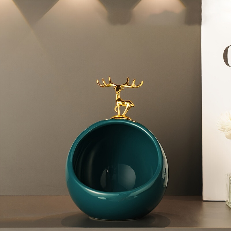 Rynx | DeerBox - Modern Ceramic Storage Bowl with Metal Heart Lid