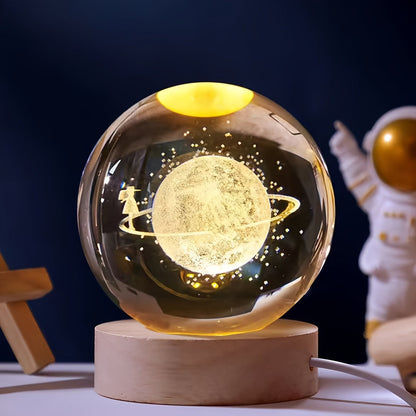 Rynx | LuminaSphere - 3D Crystals Ball LED Table Lamp with Wooden Base