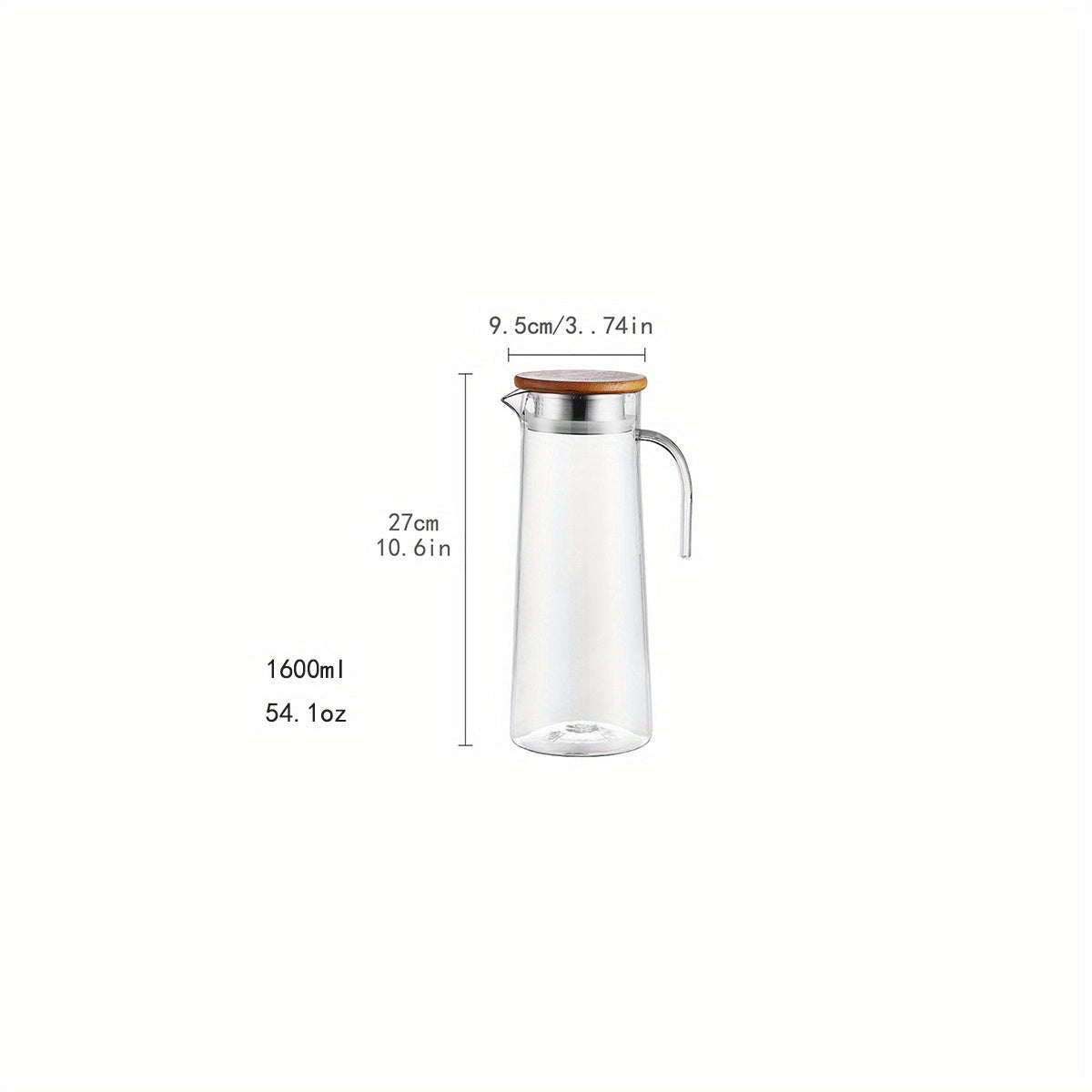 Rynx | Water Pitcher with Lid – 37.1oz/54.1oz Heavy Duty Drink Pitcher – Stainless Steel or Wooden Lid – Ideal for Juice, Bubble Tea, Summer Drinks – Kitchen and Home