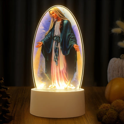 Rynx | SacredGlow - Virgin Mary Night Lamp with LED Acrylic Frame, USB Power