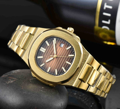 Rynx | Three-hand quartz seconds go date steel strap watch