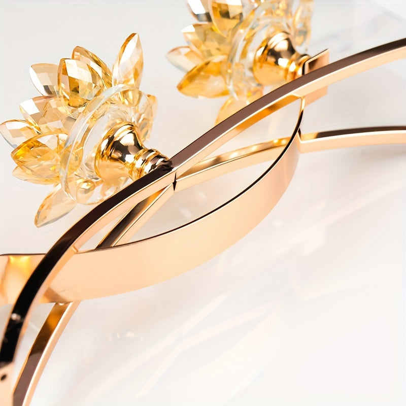 Rynx | 3-Armed Crystal Lotus Candle Holder - Elegant Table Decoration