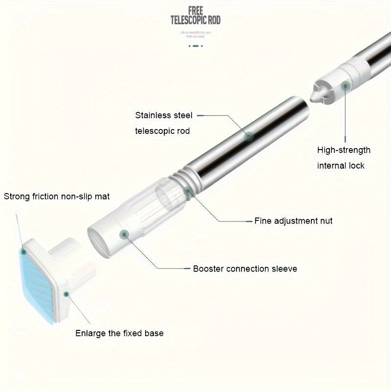 Rynx | Adjustable Tension Curtain Rod - Heavy-Duty, No-Drill Extendable Rod for Shower, Closet, Window, Towel Rack - Metal and Plastic Home Accessory