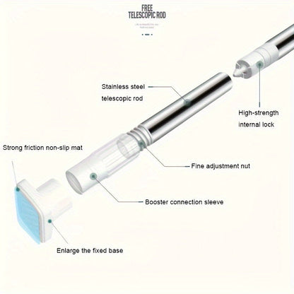 Rynx | Adjustable Tension Curtain Rod - Heavy-Duty, No-Drill Extendable Rod for Shower, Closet, Window, Towel Rack - Metal and Plastic Home Accessory