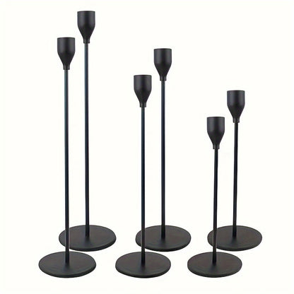Rynx | 6-piece Set Black/Gold Candelabra - For Restaurant, Wedding, Dinner & Party Decoration