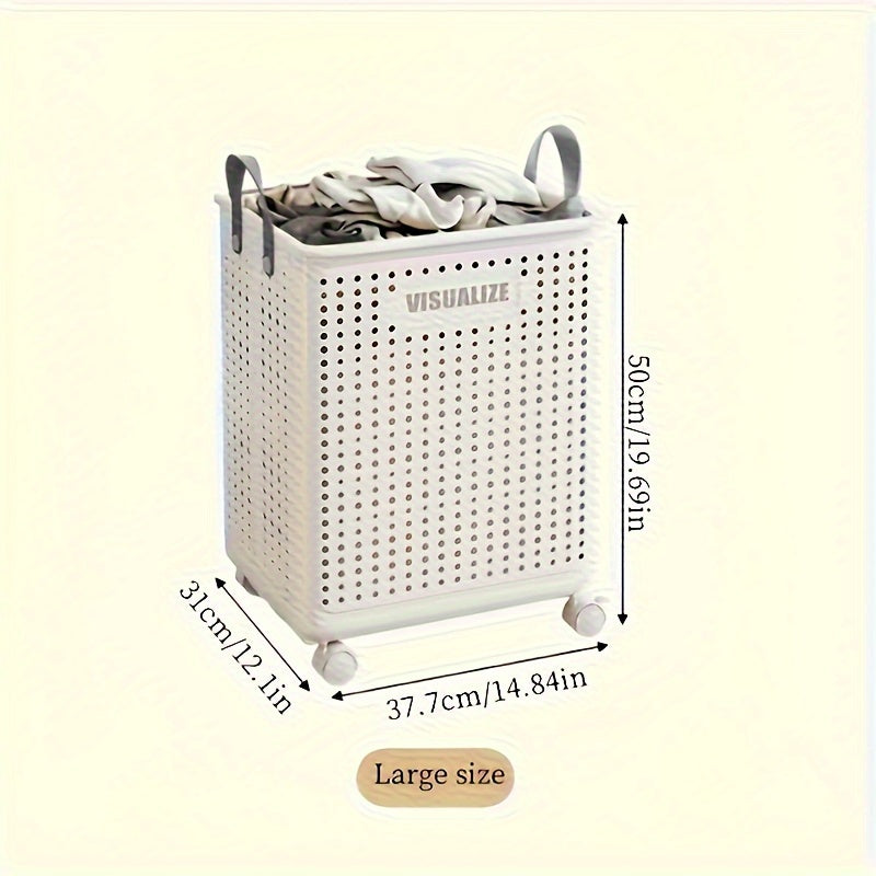 Rynx | Foldable Plastic Laundry Basket with Wheels