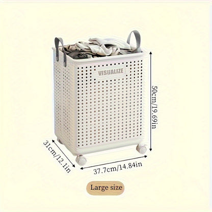 Rynx | Foldable Plastic Laundry Basket with Wheels