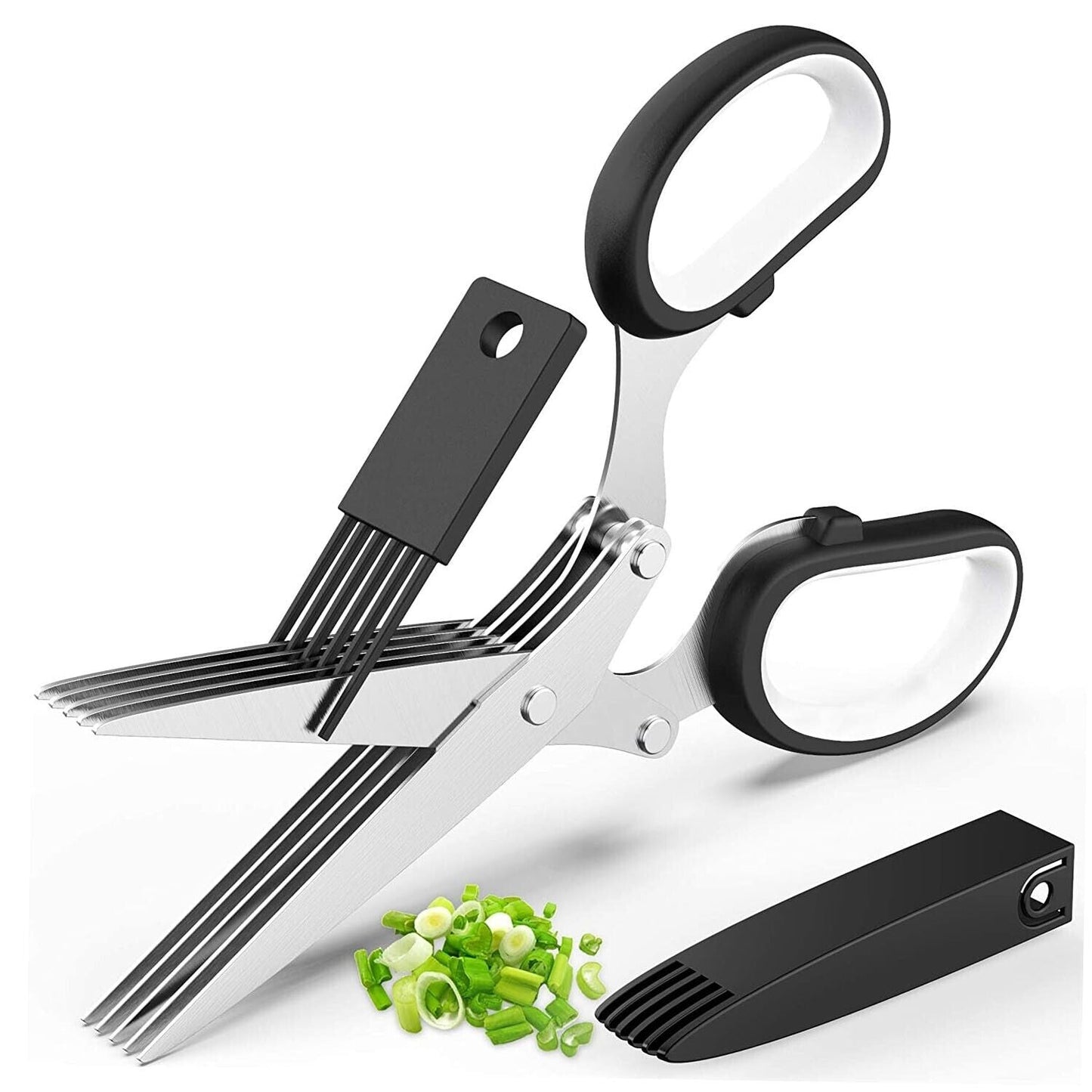 Rynx | Herb scissors with multiple blades in stainless steel, quick cutting scissors kitchen tool