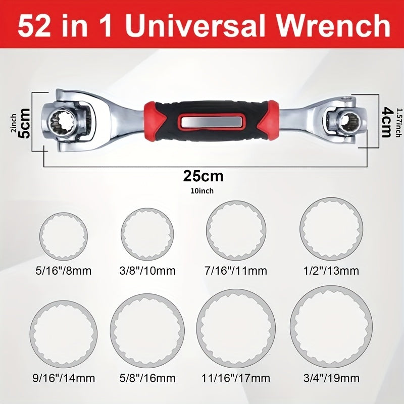Rynx | 52 in 1 Multi-Functional Socket Wrench Set – 8-19mm Non-Slip Handle with Rotating Bone Design, Universal Wrench Tool