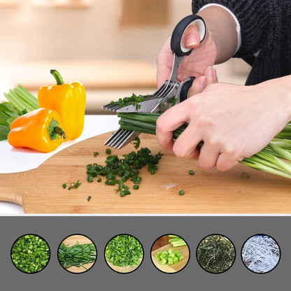 Rynx | Herb scissors with multiple blades in stainless steel, quick cutting scissors kitchen tool