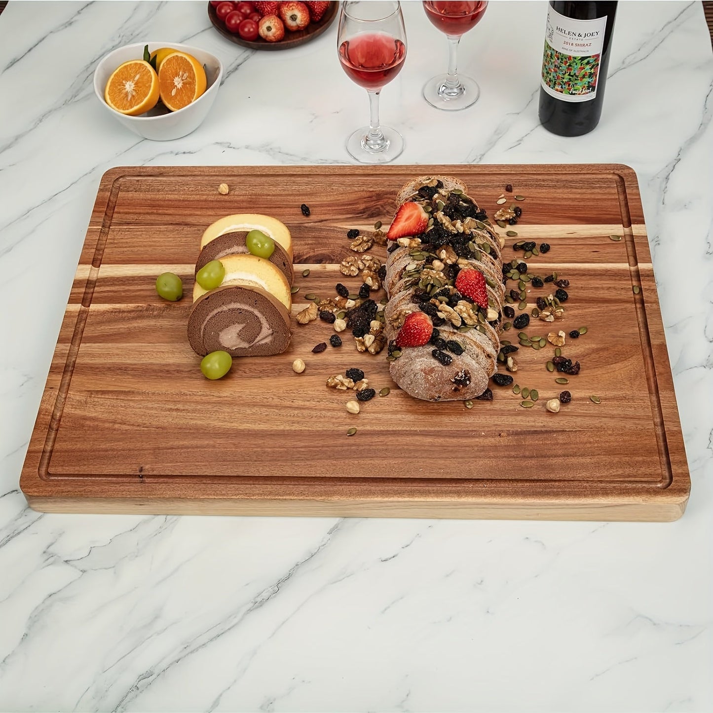 Rynx | XXL Acacia Extra Large Cutting Board – Premium Kitchen Chopping Board for Meal Prep, Cheese Serving, and Food Presentation – Durable, Easy to Clean, Crack & Scratch Resistant