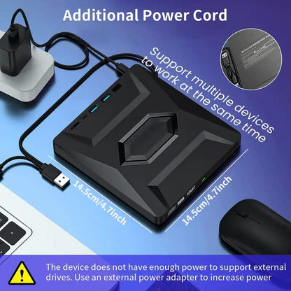 Rynx | 6-in-1 Portable USB 3.0 Ultra-Thin External DVD Recorder Drive