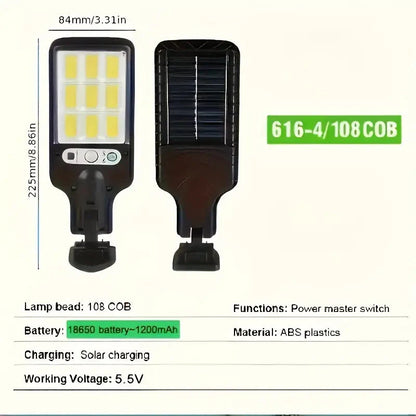 Rynx | 6-Pack: Solar Powered Motion Sensor Outdoor Garden Lighting with 108 COB LED Lights