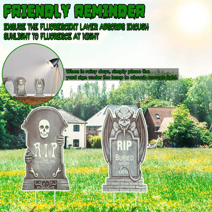 Rynx | 6-Pieces: Luminizing Halloween Garden Sign Decorations with 12 Stakes