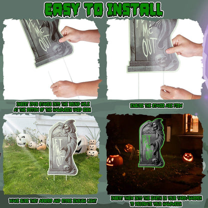 Rynx | 6-Pieces: Luminizing Halloween Garden Sign Decorations with 12 Stakes