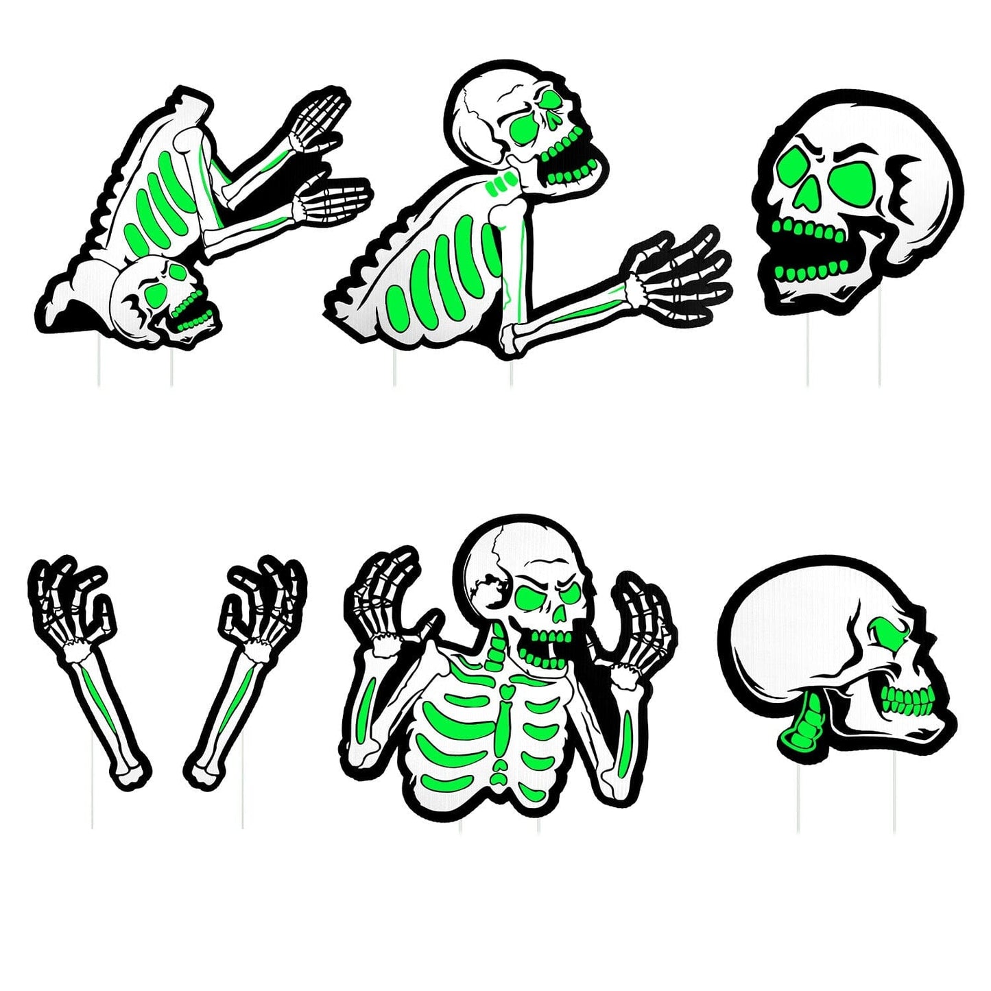 Rynx | 6-Pieces: Luminizing Halloween Garden Sign Decorations with 12 Stakes