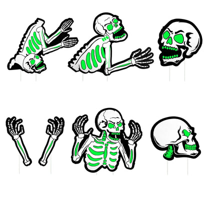Rynx | 6-Pieces: Luminizing Halloween Garden Sign Decorations with 12 Stakes