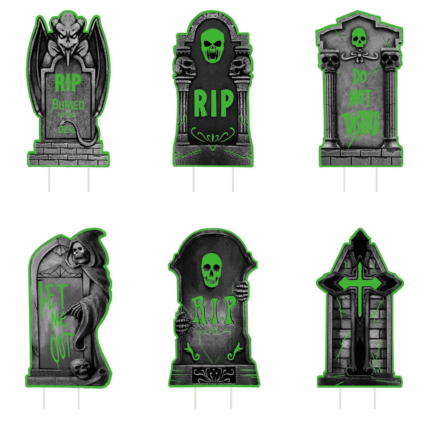 Rynx | 6-Pieces: Luminizing Halloween Garden Sign Decorations with 12 Stakes