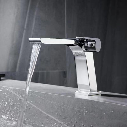 Rynx | Modern Faucet Brass Lever Waterfall Spout Sink Faucet
