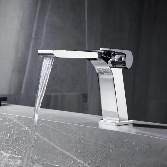 Rynx | Modern Faucet Brass Lever Waterfall Spout Sink Faucet