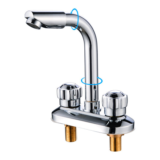 Rynx | 2-Handle Brushed Nickel Wide Spout Faucet 2-Hole Centered Bathroom Sink Faucet with Brass
