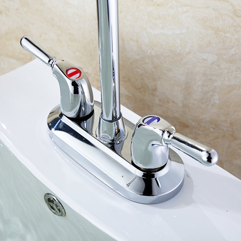 Rynx | 2-Handle Brushed Nickel Wide Spout Faucet 2-Hole Centered Bathroom Sink Faucet with Brass