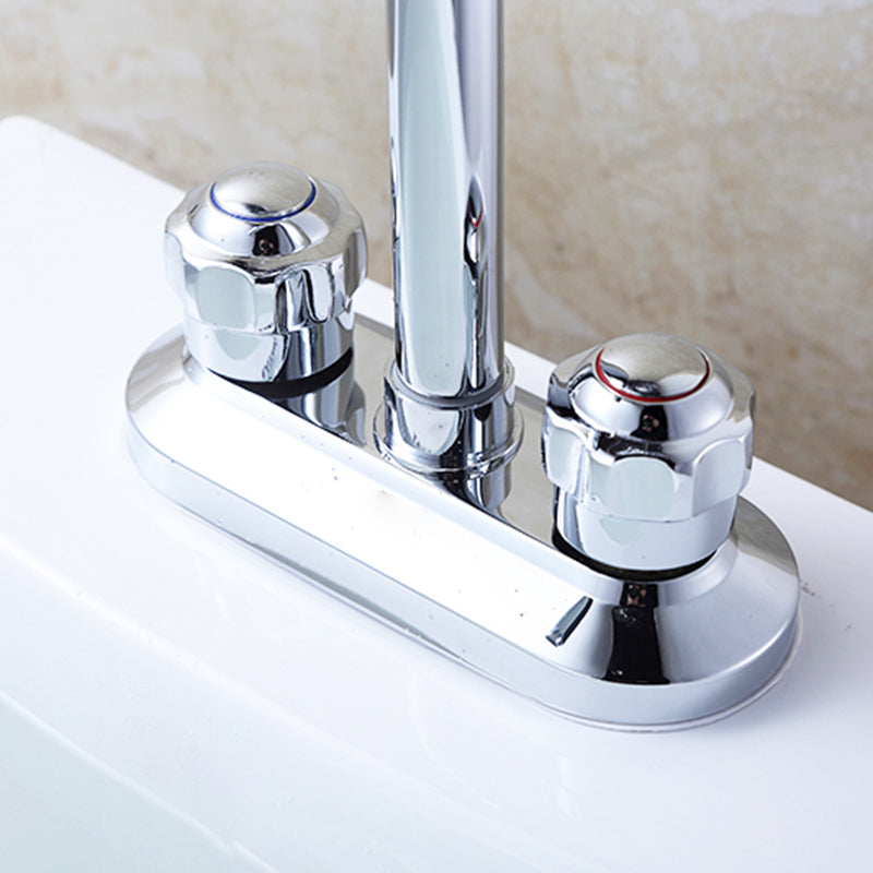 Rynx | 2-Handle Brushed Nickel Wide Spout Faucet 2-Hole Centered Bathroom Sink Faucet with Brass