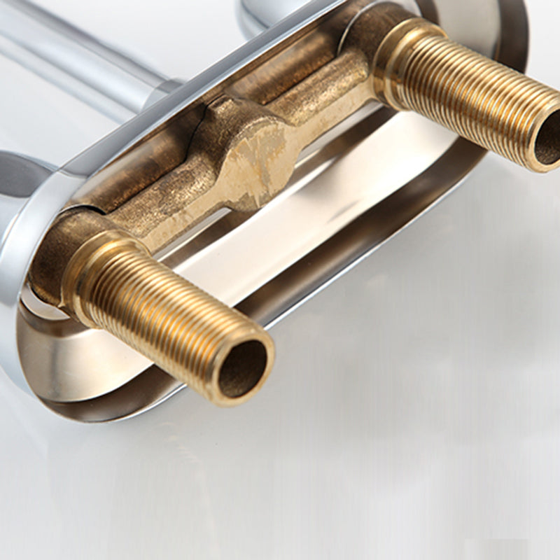Rynx | 2-Handle Brushed Nickel Wide Spout Faucet 2-Hole Centered Bathroom Sink Faucet with Brass