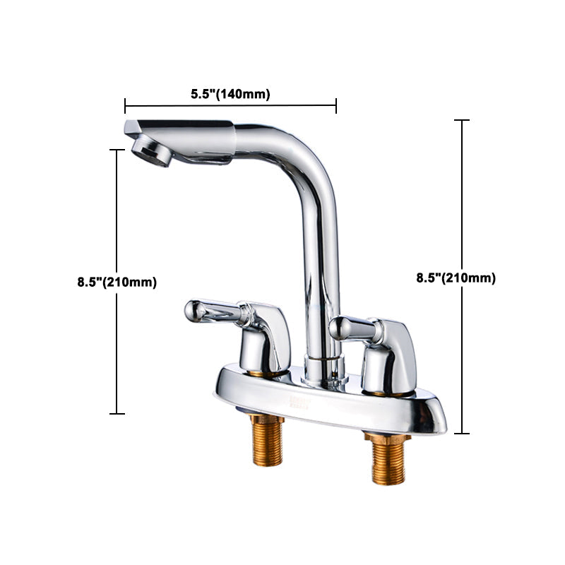 Rynx | 2-Handle Brushed Nickel Wide Spout Faucet 2-Hole Centered Bathroom Sink Faucet with Brass