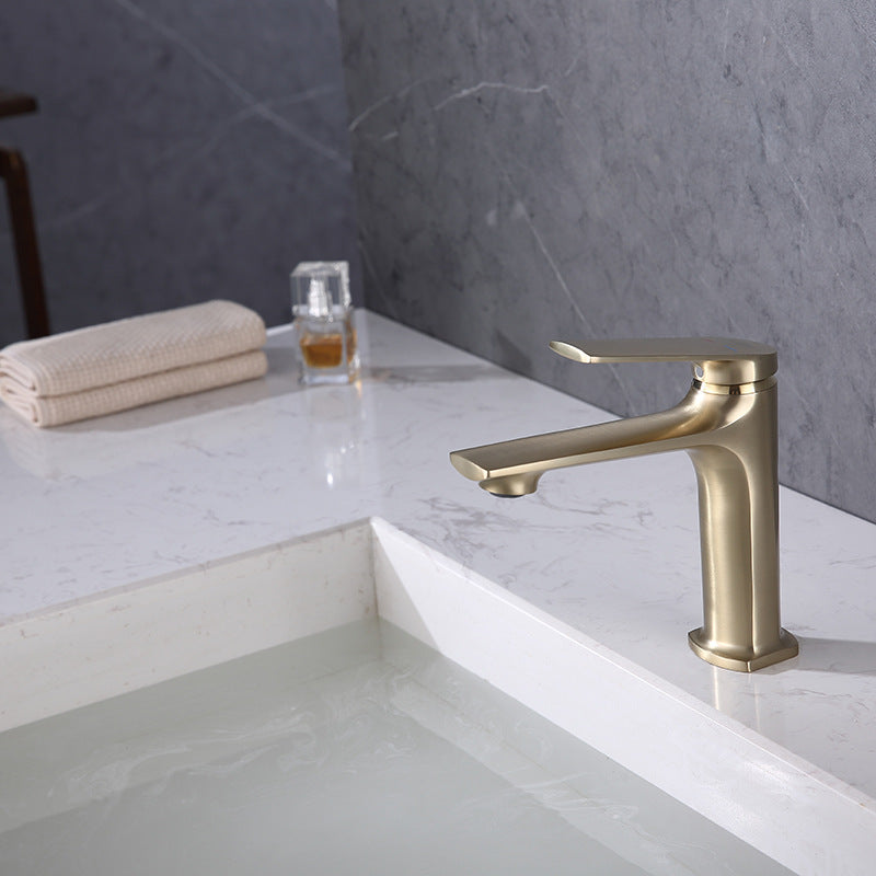 Rynx | Modern Container Faucet Brass Lever Handles Low Arc Sink Bathroom Faucet