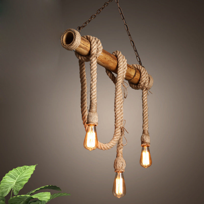 Rynx | IndustrialBamboo - Adjustable Ceiling Lamp with Bamboo and Adjustable Rope